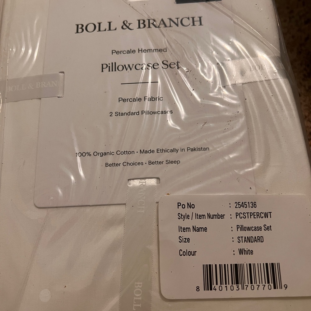 Boll & Branch Percale hemmed pillow cases
